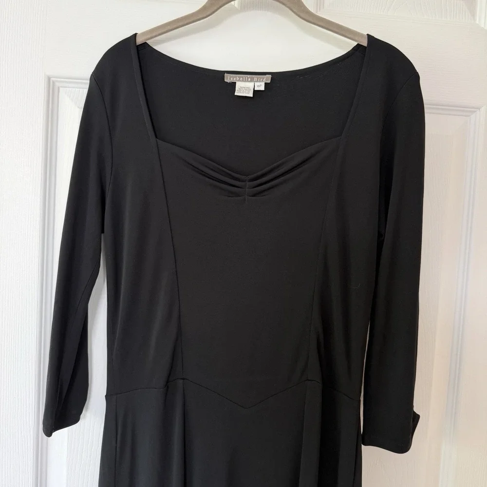 Isabella Bird Black Dress Size 6 PETITE Modest Stretchy Elegant LBD Evening Date